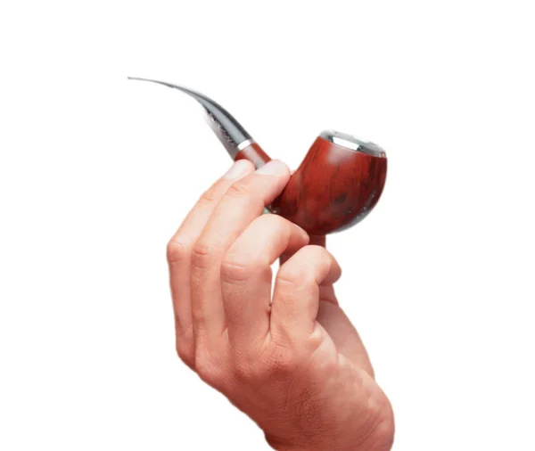 Isolated Male Hand Holding Pipe — Stock Photo, Image