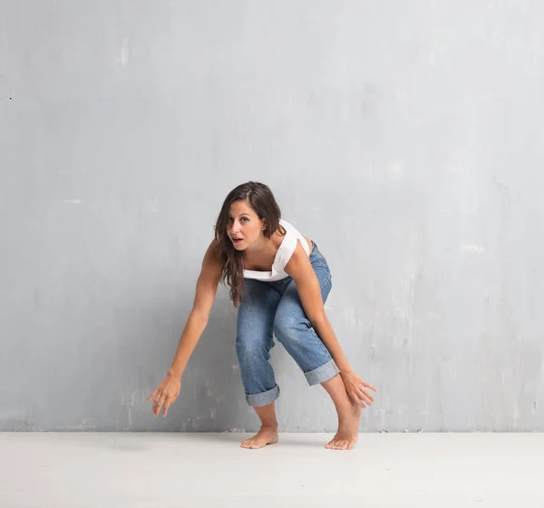 Jeune Jolie Femme Corps Plein Concept Danse Rue — Photo