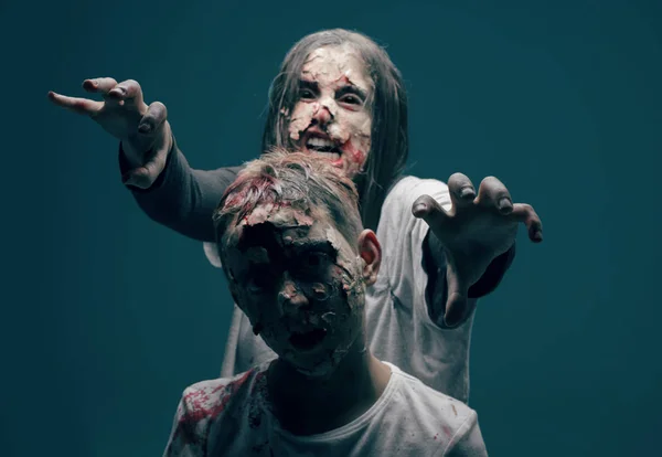 Dead Woman Boy Zombies Horror Halloween Concept — Stock Photo, Image