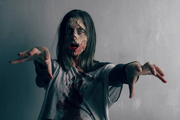 Donna Zombie Morta Horror Concetto Halloween — Foto Stock