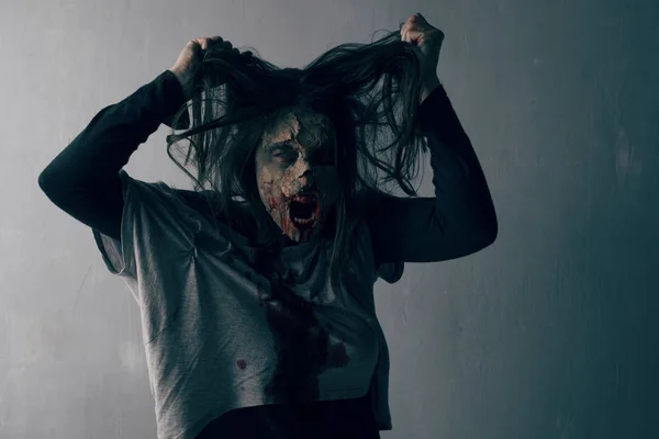 Donna Zombie Morta Horror Concetto Halloween — Foto Stock