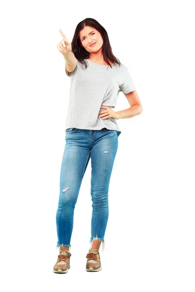 Young Pretty Woman Full Body Rejection Sign — Stock Photo, Image