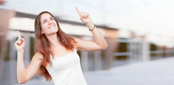 Young Pretty Girl Full Body Gesturing Victory Happy Proud Satisfied — Stock Photo, Image