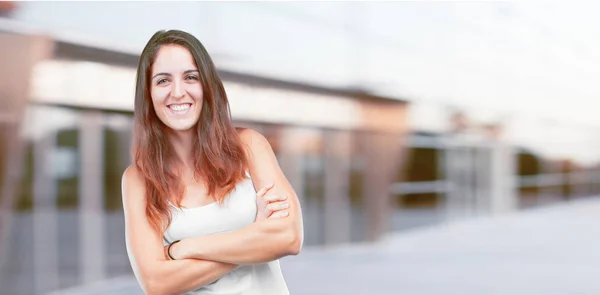 Young Pretty Girl Full Body Laughing Out Loud Head Tilted — Stock Photo, Image