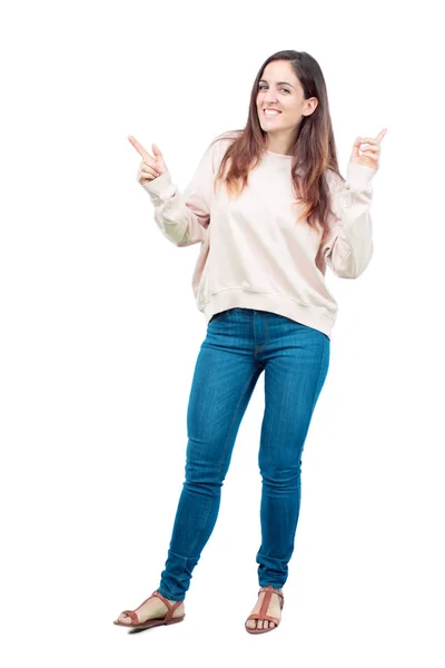 Joven Bonita Chica Cuerpo Completo Sonriendo Bailando Diversión Música Disco — Foto de Stock