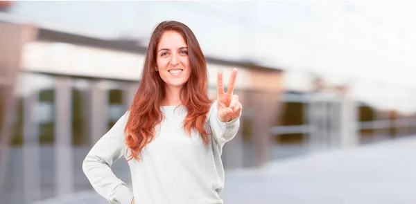 Young Pretty Girl Full Body Proud Happy Confident Expression Smiling — Stock Photo, Image