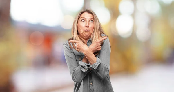 Senior Beautiful Woman Confused Expression — Stock Photo, Image