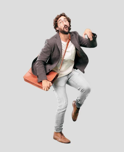 Young Bearded Businessman Wearing Blazer Dancing Expression — Stock Photo, Image