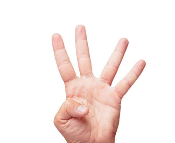 Изолированная Мужская Рука Жестикулирующая Числом — стоковое фото