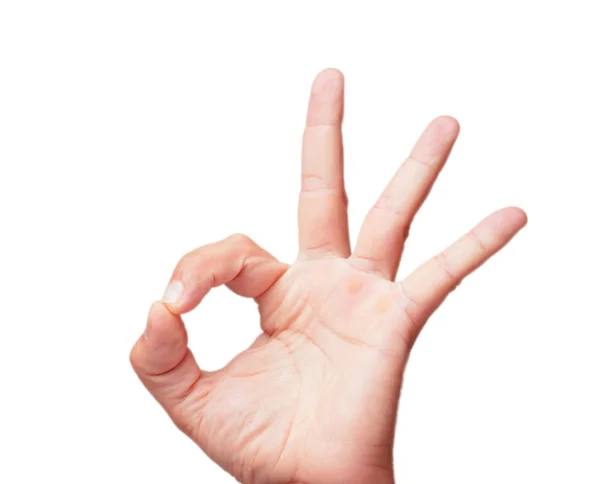 Izolované Male Ruce Dobře Nebo Dobře Znamení — Stock fotografie