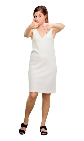 Young Pretty Woman Full Body Confused Expression — Stock Photo, Image