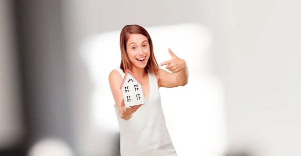 Young Pretty Woman House Model — Stock Photo, Image