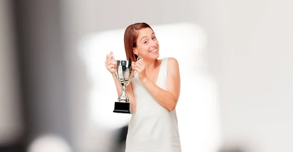 Young Pretty Woman Trophy — Stock Photo, Image