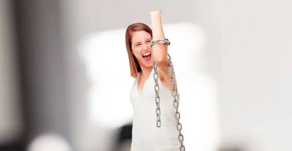 Young Pretty Woman Chain — Stock Photo, Image