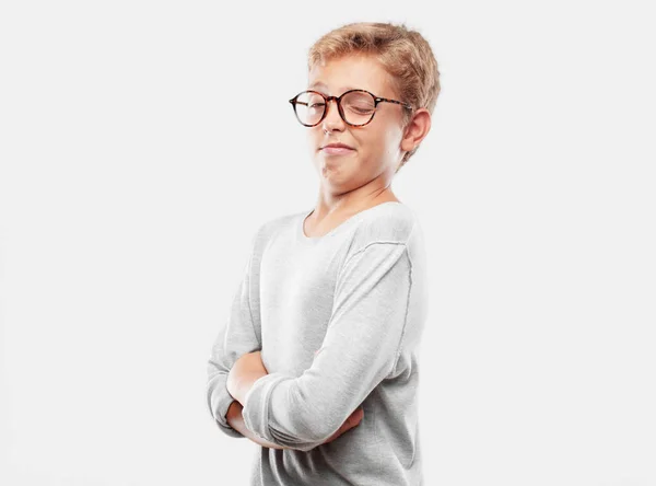 Young Blonde Handsome Boy Proud Happy Confident Expression Accepting Challenge — Stock Photo, Image