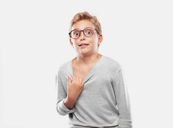 Young Blonde Handsome Boy Anxious Stressed Nervous Gesture Feeling Great — Stock Photo, Image