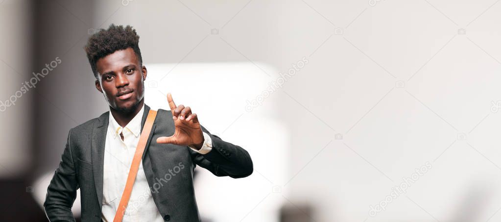 young black businessman gesturing 