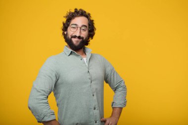 Genç sakallı işadamı bir kavramı ifade