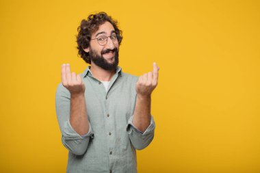 Genç sakallı işadamı bir kavramı ifade