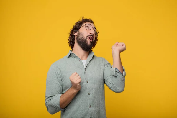 Junger Bärtiger Geschäftsmann Mit Einem Konzept — Stockfoto