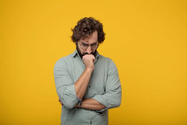 Joven Hombre Negocios Barbudo Expresando Concepto — Foto de Stock