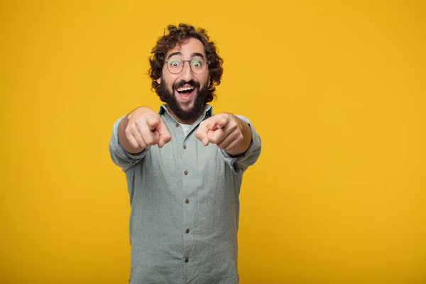 Jovem Empresário Barbudo Expressando Conceito — Fotografia de Stock