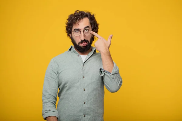 Jovem Empresário Barbudo Expressando Conceito — Fotografia de Stock