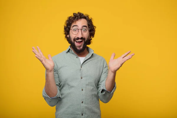 Joven Hombre Negocios Barbudo Expresando Concepto — Foto de Stock