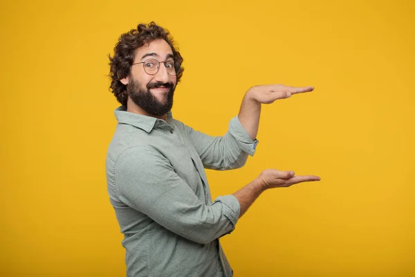 Jovem Empresário Barbudo Expressando Conceito — Fotografia de Stock