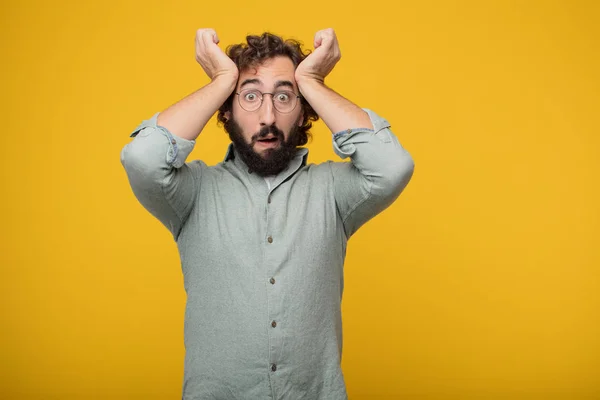 Young Bearded Businessman Expressing Concept — Stock Photo, Image