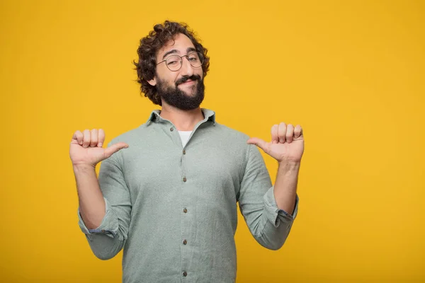 Joven Hombre Negocios Barbudo Expresando Concepto — Foto de Stock