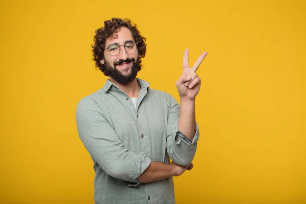 Jovem Empresário Barbudo Expressando Conceito — Fotografia de Stock