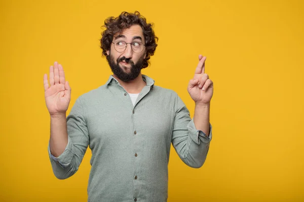 Joven Hombre Negocios Barbudo Expresando Concepto —  Fotos de Stock