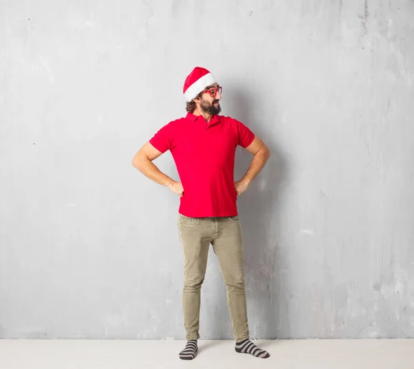 Junger Verrückter Mann Voller Körper Weihnachtskonzept — Stockfoto