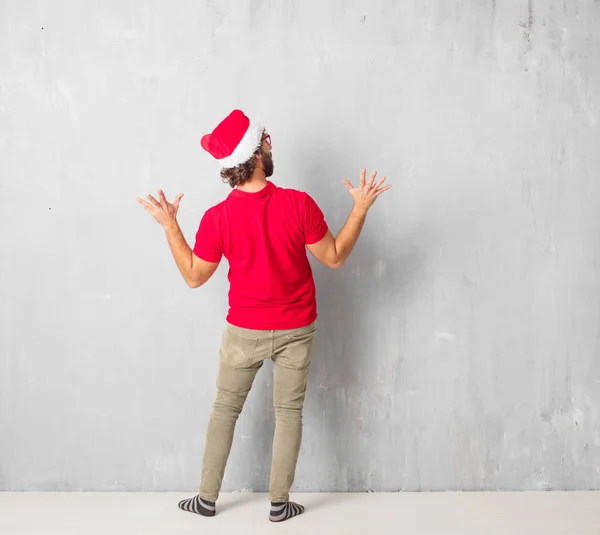 Šílený Mladík Celého Těla Vánoční Koncept — Stock fotografie