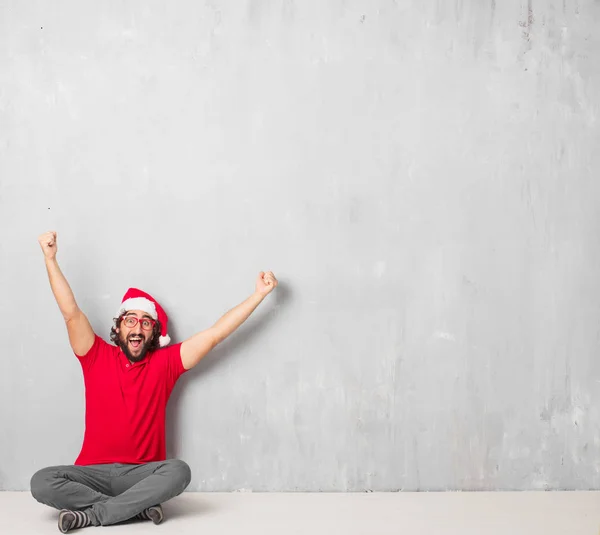 Joven Loco Cuerpo Entero Concepto Navidad —  Fotos de Stock