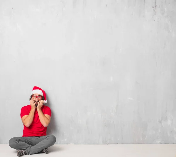 Ung Galen Man Hela Kroppen Jul Konceptet — Stockfoto