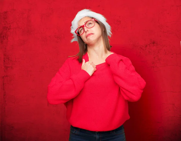 若いきれいな女性のクリスマス コンセプト 編集可能な背景 — ストック写真