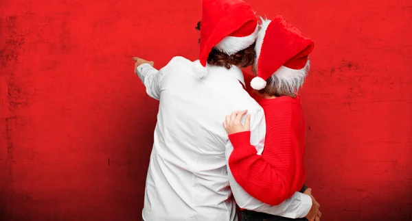 Young Couple Expressing Christmas Concept Couple Background Different Layers — Stock Photo, Image