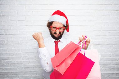 Genç adam el hareketi. Noel kavramı.