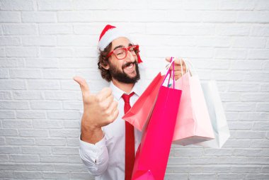 Genç adam el hareketi. Noel kavramı.