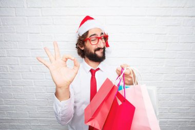 Genç adam el hareketi. Noel kavramı.