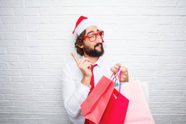 Genç adam el hareketi. Noel kavramı.