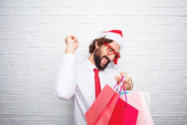 Genç adam el hareketi. Noel kavramı.