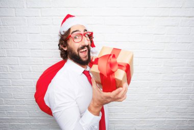 Genç adam el hareketi. Noel kavramı.