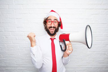 Genç adam el hareketi. Noel kavramı.