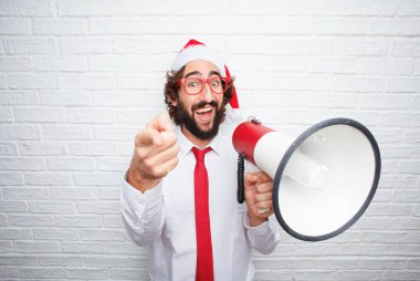 Genç adam el hareketi. Noel kavramı.