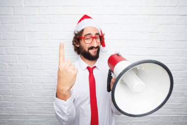 Genç adam el hareketi. Noel kavramı.