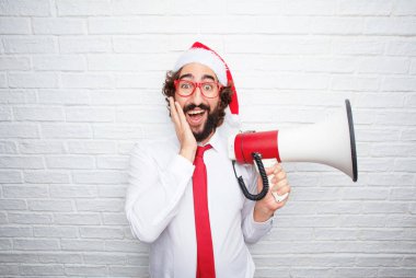 Genç adam el hareketi. Noel kavramı.