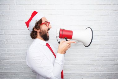 Genç adam el hareketi. Noel kavramı.